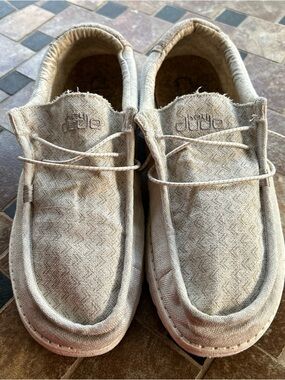 Hey Dude Wally Linen Natural White/ Beige Men's Shoes Size 11